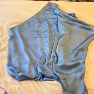 One Shoulder Satin Blue Top XS